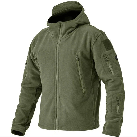 Men'S Outdoor Tactical Fleece Jacket Windproof Hooded