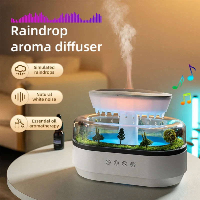 Aroma Raindrop Humidifier With Colorful Light & Diffuser