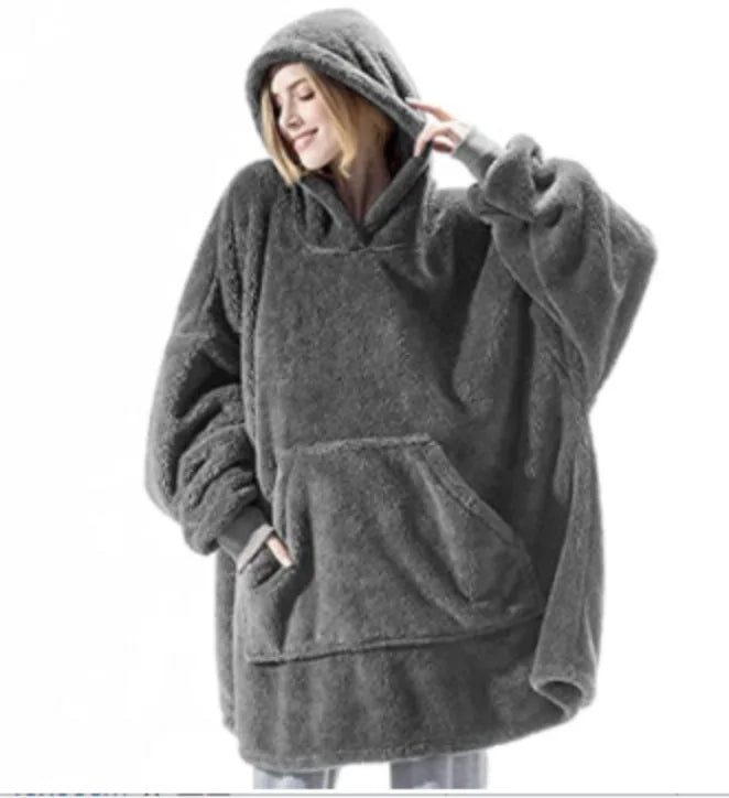 Cozy Oversized Fleece Hoodie Blanket With Hood