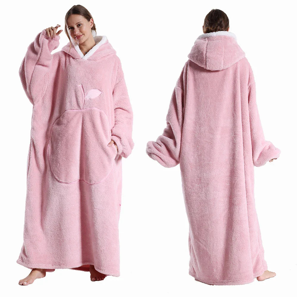 Oversized Wearable Blanket With Hood, Cozy Winter Comfort