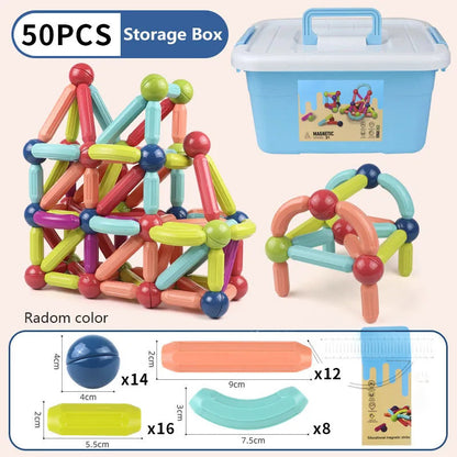 29 - 138 PCS STEM Magnetic Building Blocks, Large Sticks and Balls Construction Set, Safe for Kids Ages 3+