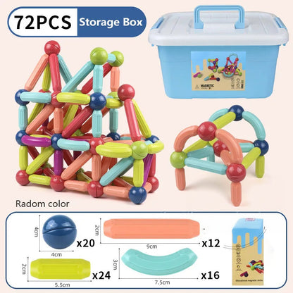 31 - 138 PCS STEM Magnetic Building Blocks, Large Sticks and Balls Construction Set, Safe for Kids Ages 3+