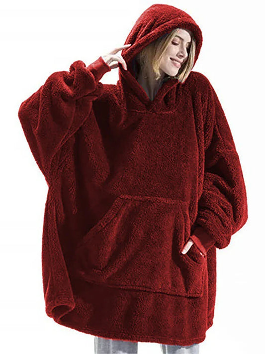 Cozy Oversized Fleece Hoodie Blanket With Hood