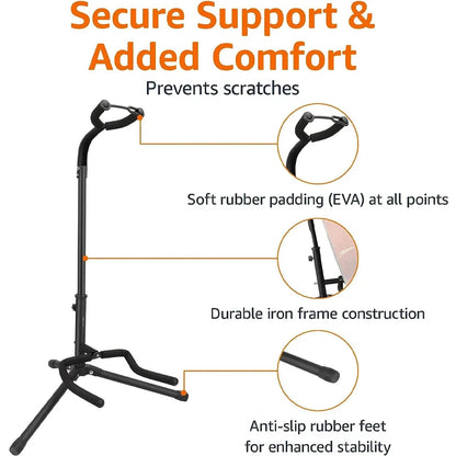 Compact Tripod Guitar Stand With Safety Lock