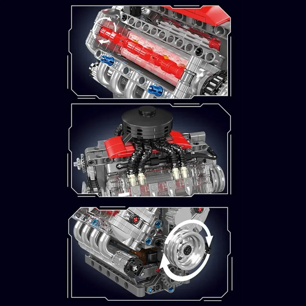 V8 Engine Motorized Block Toy For Educational Fun