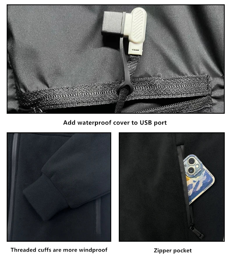 8-Zone Heated Winter Jacket Unisex Polar Fleece