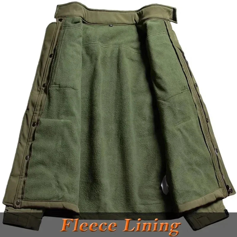Tactical Men'S Waterproof Fleece Jacket With Pockets