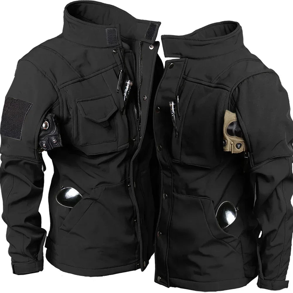Tactical Men'S Waterproof Fleece Jacket With Pockets