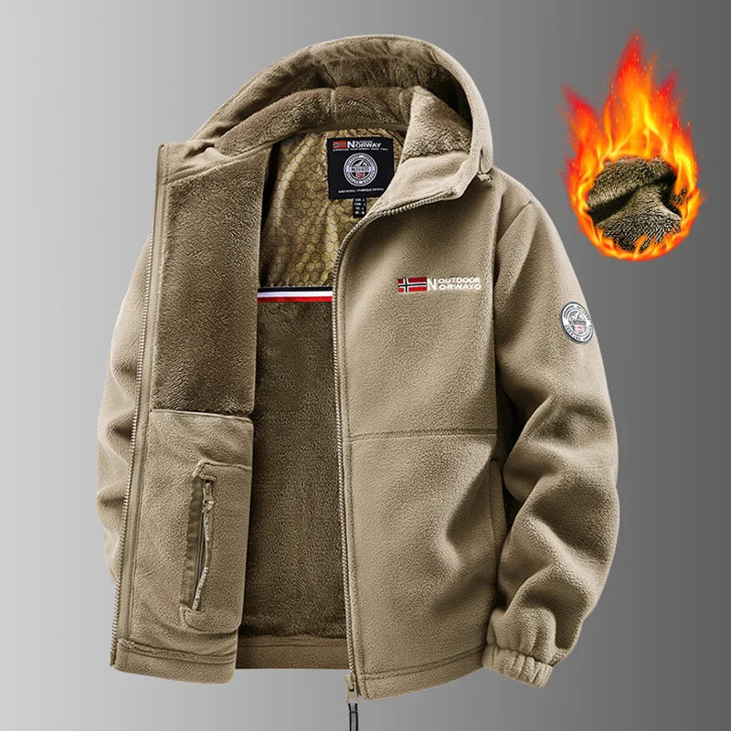 Men'S Winter Tactical Fleece Jacket With Hood