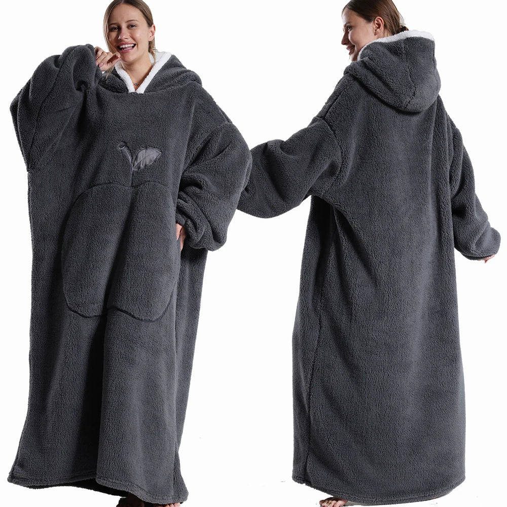 Oversized Wearable Blanket With Hood, Cozy Winter Comfort