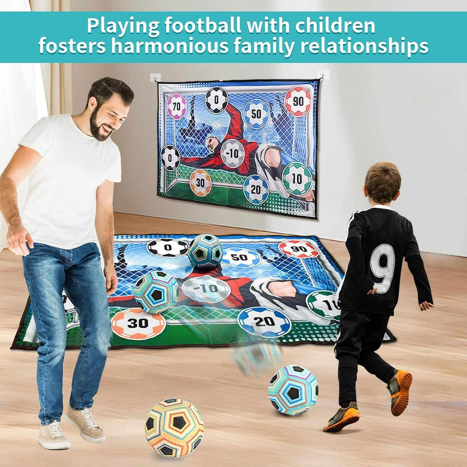 Safe Football Goal Shooting Wall – Indoor Home Training Target for Kids, 2-in-1 Kick & Toss Game