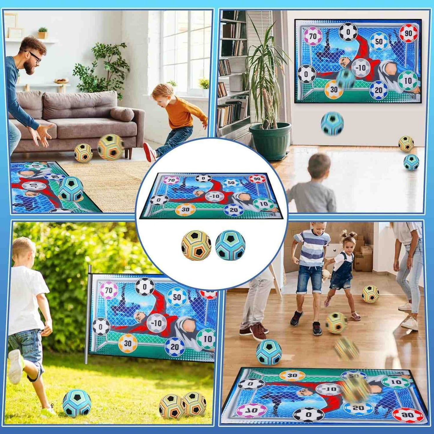 Safe Football Goal Shooting Wall – Indoor Home Training Target for Kids, 2-in-1 Kick & Toss Game