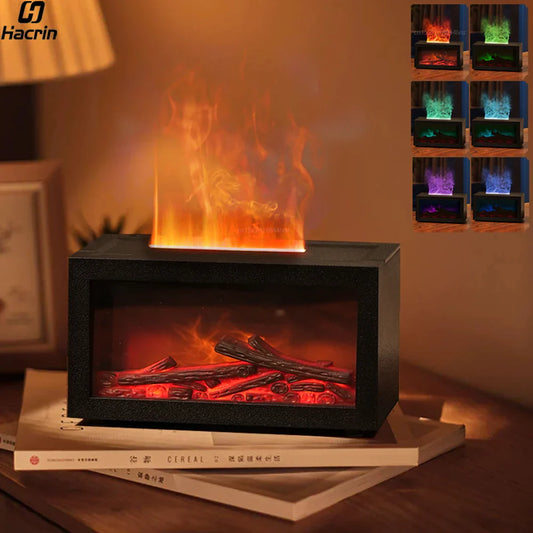 Fireplace Aroma Diffuser Humidifier With Simulated Flame Effect