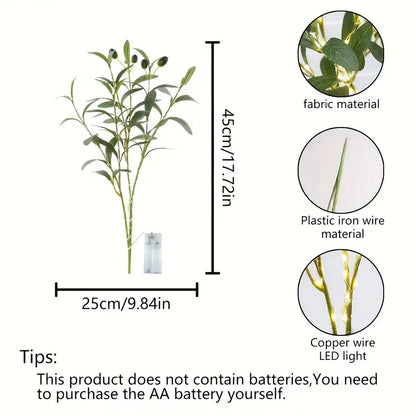 Artificial Olive Branch LED Light Faux Plant