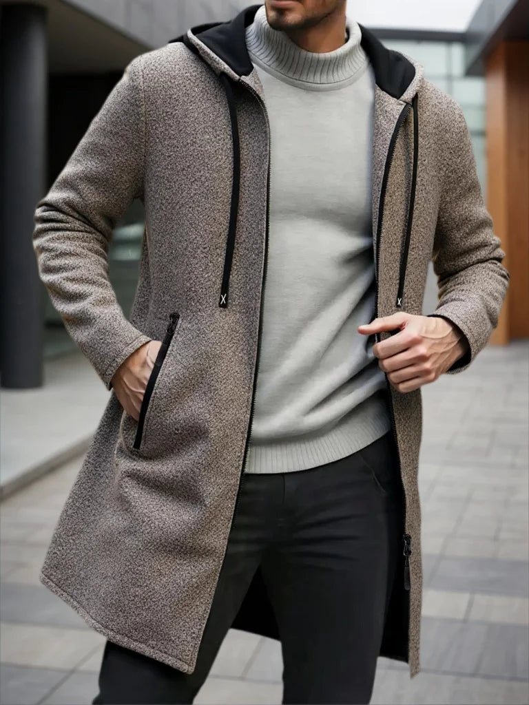 Men'S Fleece Hooded Zipper Jacket: Casual Outdoor Wear