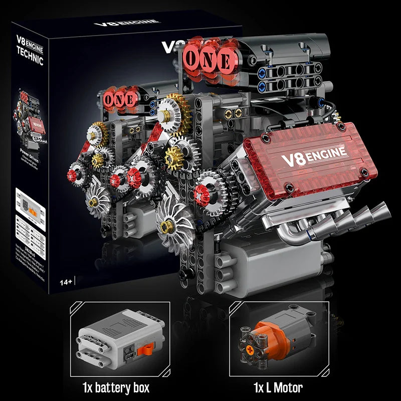 V8 Engine Motorized Building Block Model Simulation Kit