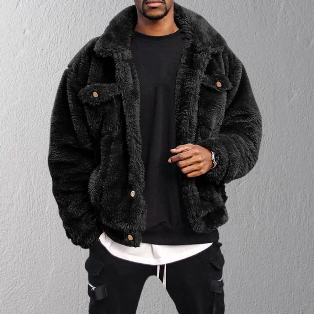 Cozy Men'S Fuzzy Winter Hip-Hop Jacket