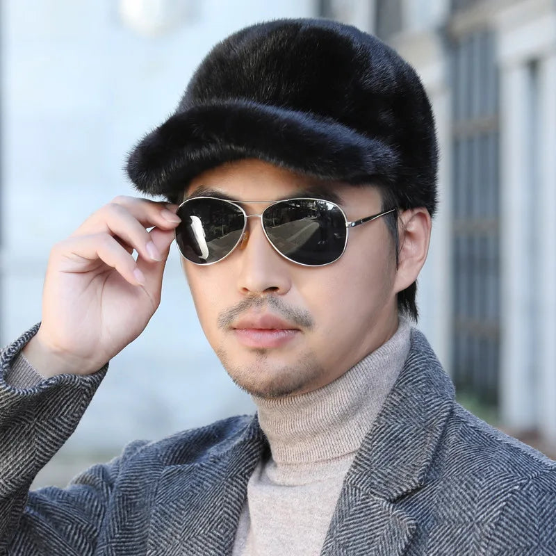Natural Mink Fur Winter Bomber Hat Unisex