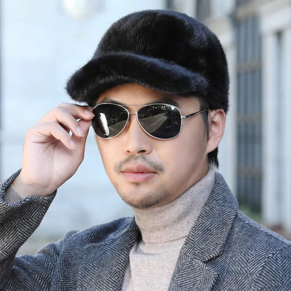 Natural Mink Fur Winter Bomber Hat Unisex