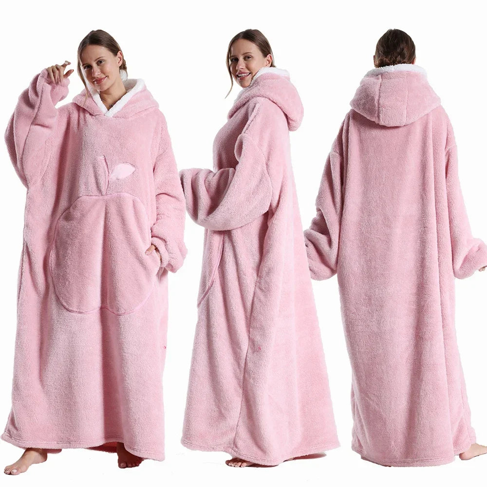 Oversized Wearable Blanket With Hood, Cozy Winter Comfort