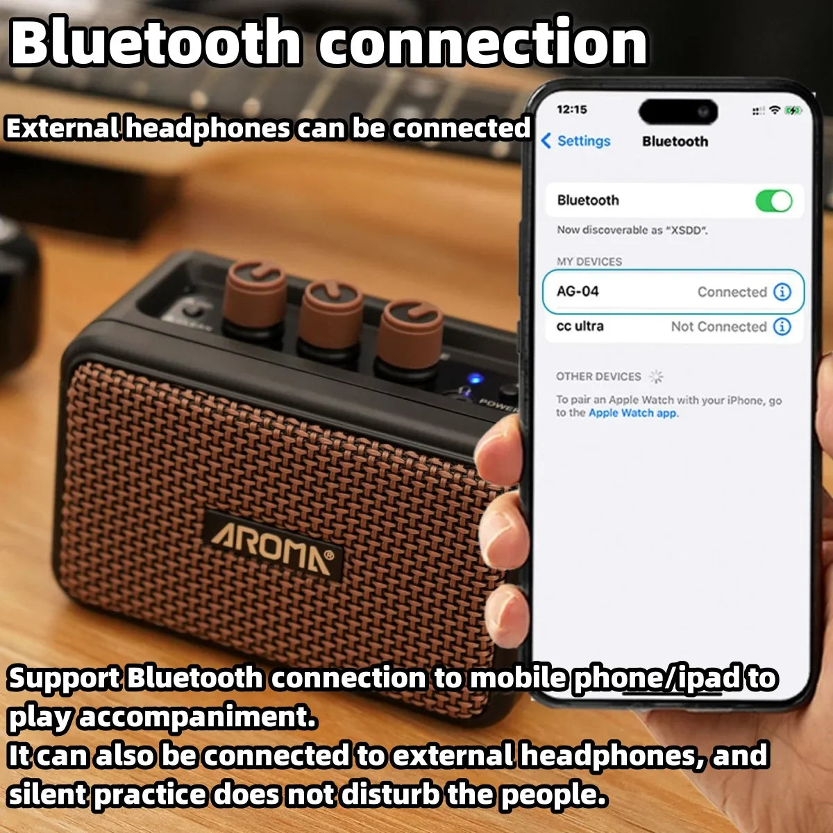 5W Guitar Amplifier Dual Speakers Wireless Rechargeable