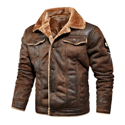 Men'S Winter Leather Fur Slim Bomber Jacket