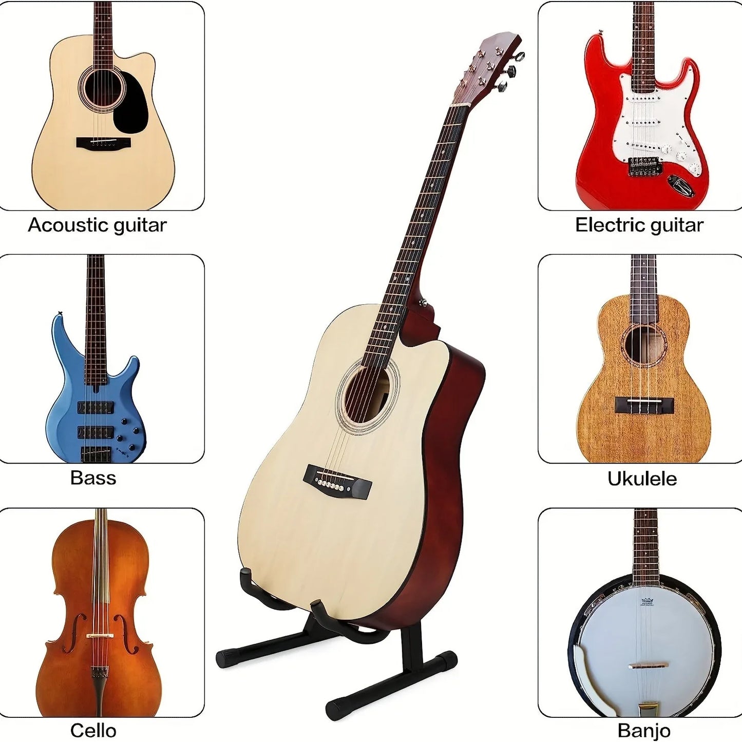 Foldable Metal Guitar Stand For Acoustic And Electric Guitars