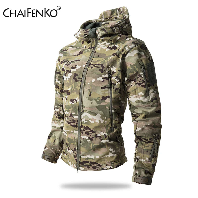 Waterproof Men'S Tactical Hooded Camouflage Jacket