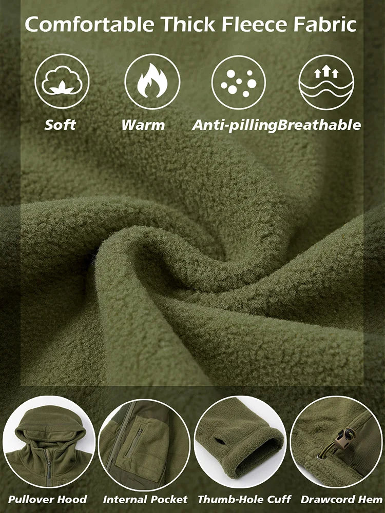 Men'S Tactical Fleece Jacket With Multi Pockets