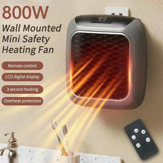 800W Portable Wall Mounted Electric Heater With Remote