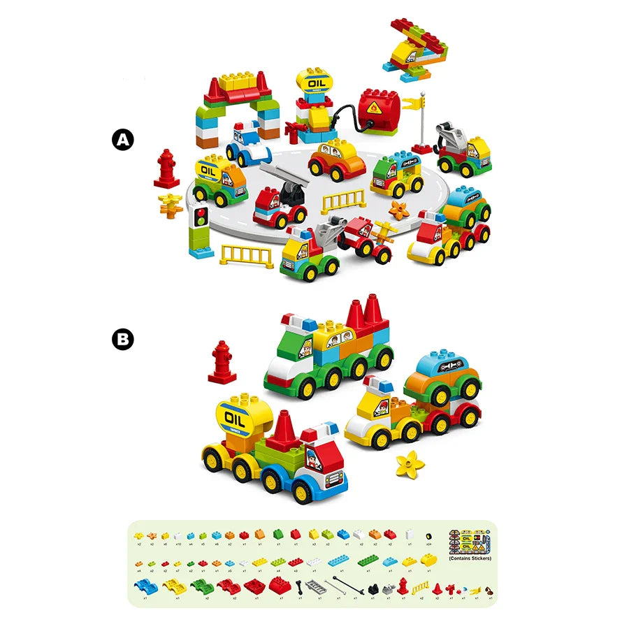 140Pcs Large Car Building Blocks For Kids