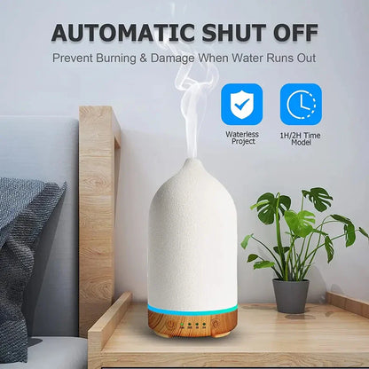 Ceramic Ultrasonic Essential Oil Aroma Diffuser With Led Lights