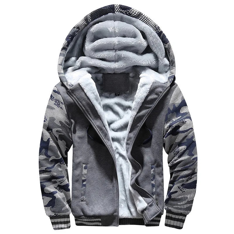 Winter Men'S Camouflage Hooded Fleece Jacket