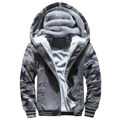 Winter Men'S Camouflage Hooded Fleece Jacket