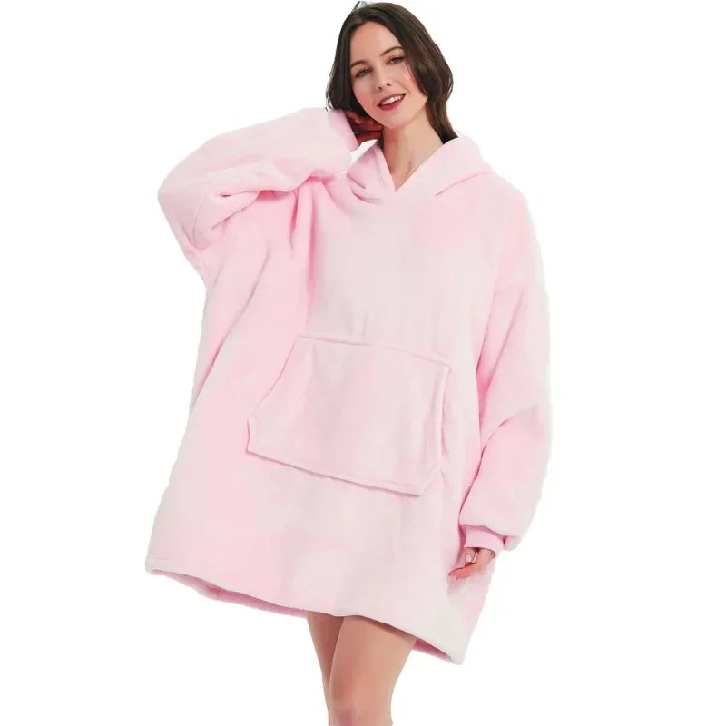 Oversized Wearable Winter Fleece Blanket Hoodie