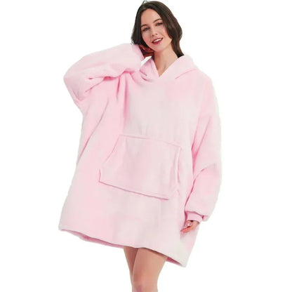 Oversized Wearable Winter Fleece Blanket Hoodie