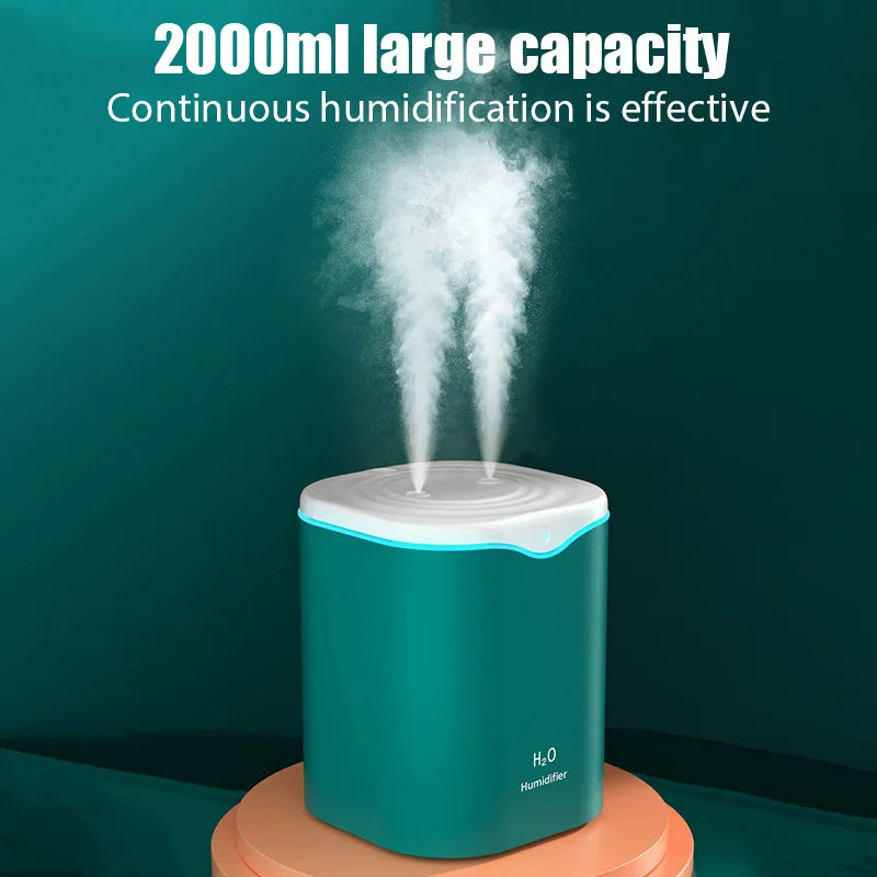 Usb Air Humidifier With Dual Spray And 2000Ml Capacity