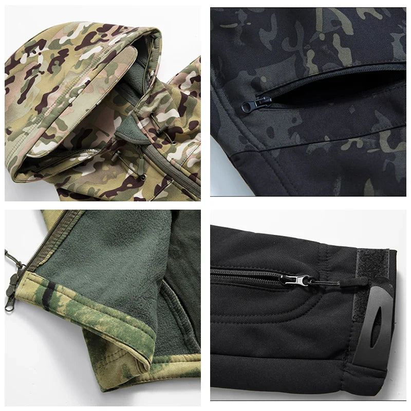 Waterproof Men'S Tactical Hooded Camouflage Jacket