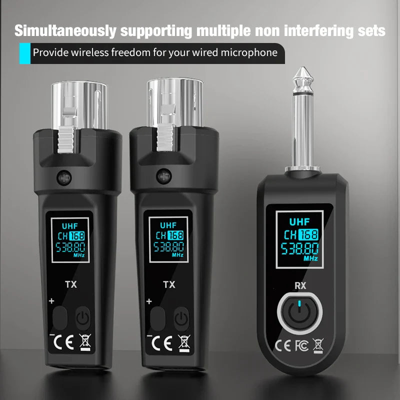Wireless Uhf Mic Converter Xlr Transmitter Receiver Audio