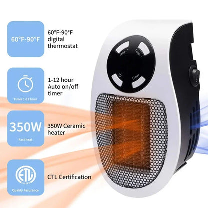 Compact Wall Plug Electric Heater With Remote Control