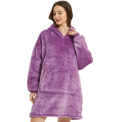 Oversized Wearable Winter Fleece Blanket Hoodie