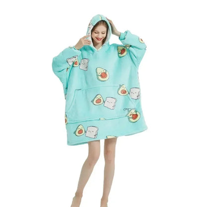 Oversized Wearable Winter Fleece Blanket Hoodie