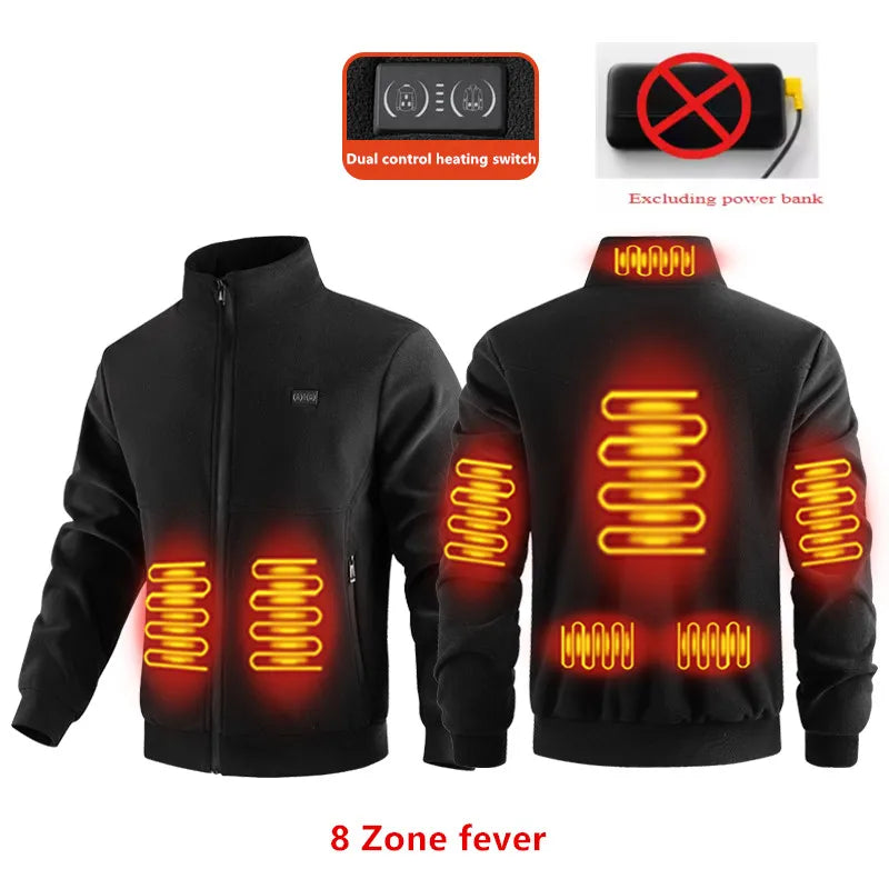 8-Zone Heated Winter Jacket Unisex Polar Fleece