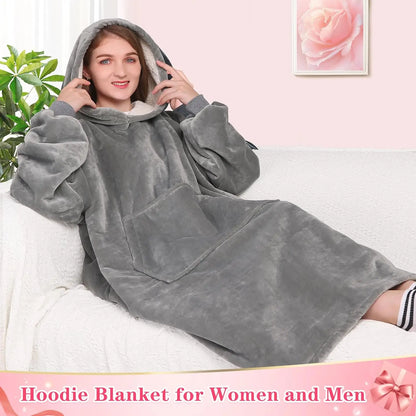 Oversized Wearable Blanket Hoodie With Hood And Pockets