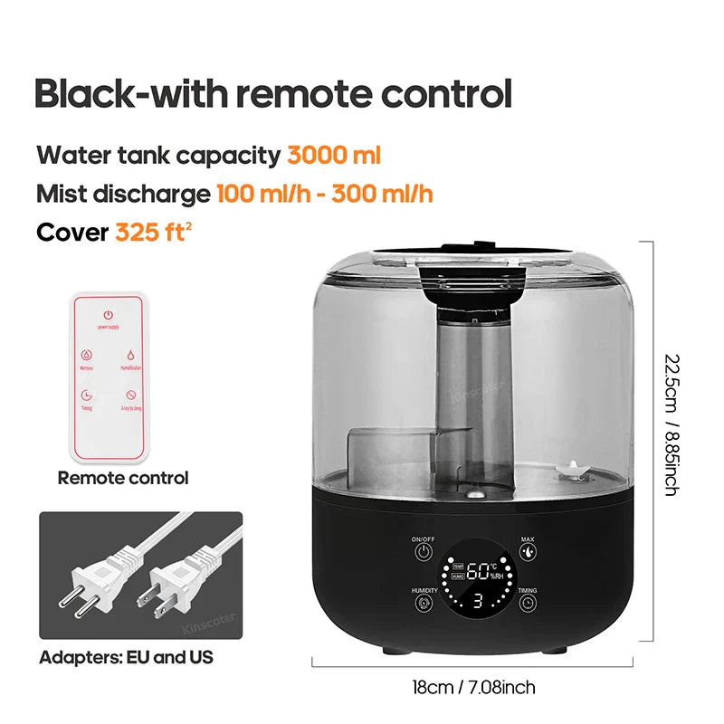 3L Air Humidifier With Remote And Timer Control