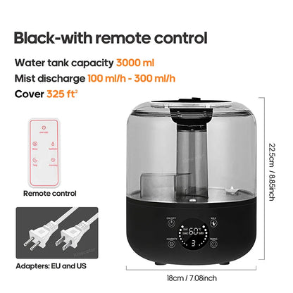 3L Air Humidifier With Remote And Timer Control