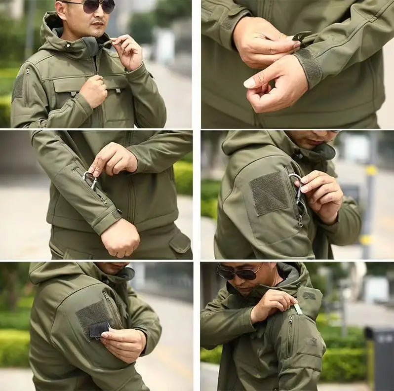 Men'S Waterproof Softshell Jacket And Cargo Pants Set