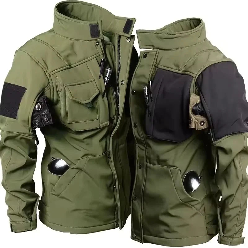 Tactical Men'S Waterproof Fleece Jacket With Pockets
