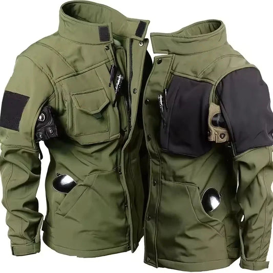 Tactical Men'S Waterproof Fleece Jacket With Pockets