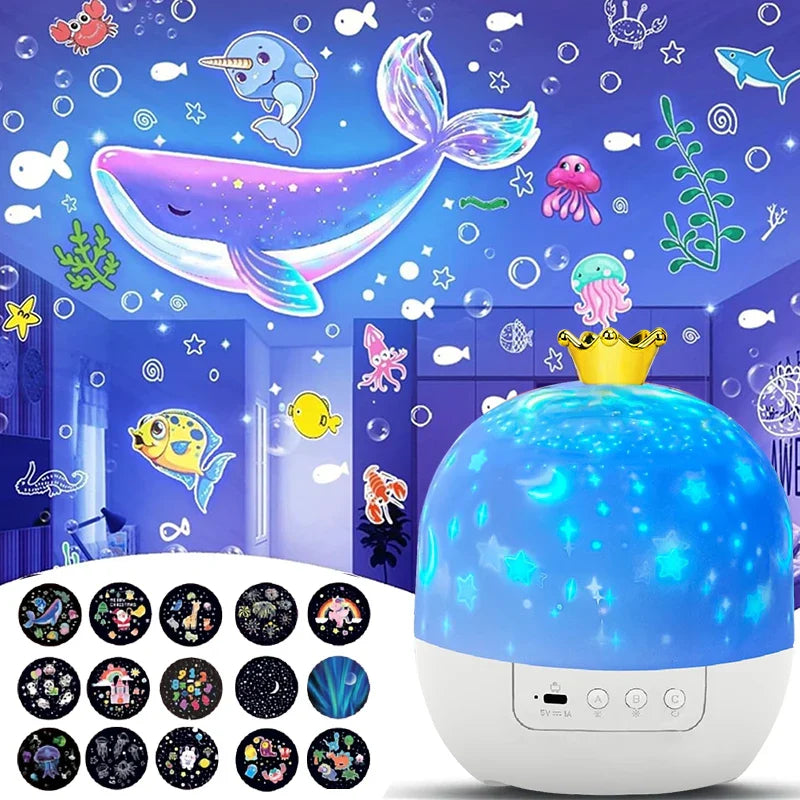 Star Light Projection Rotating Night Lamp With Films